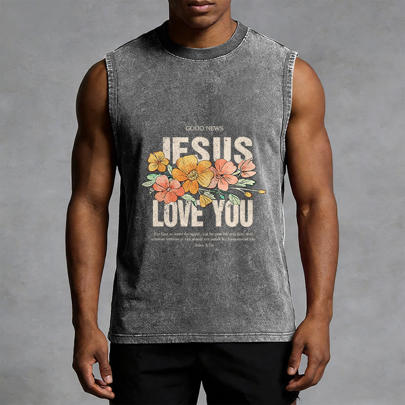 Débardeur unisexe fleuri Christianartworkshop « Jésus t’aime » - image 11