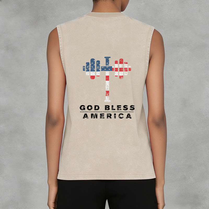 Christianartworkshop God Bless America Croix Haltère Débardeur unisexe lavé - image 11