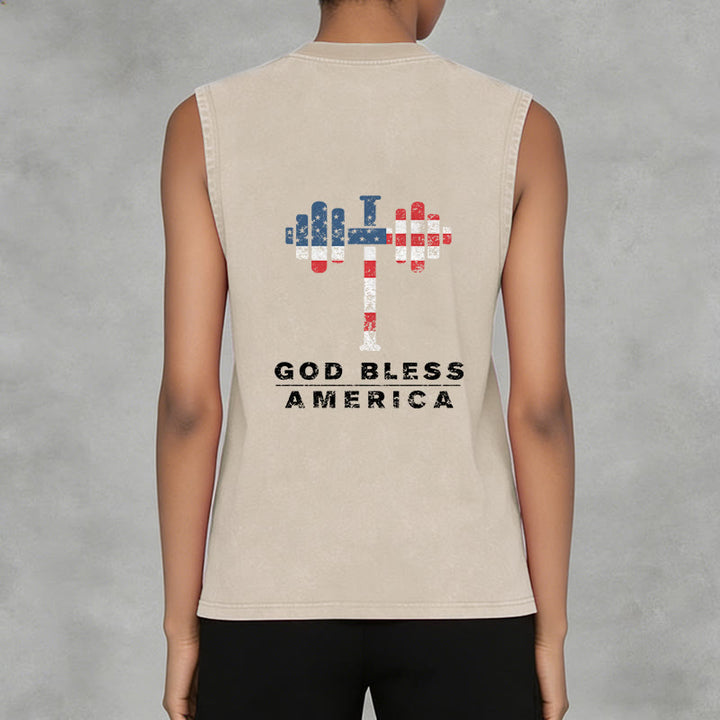 Christianartworkshop God Bless America Croix Haltère Débardeur unisexe lavé - image 11