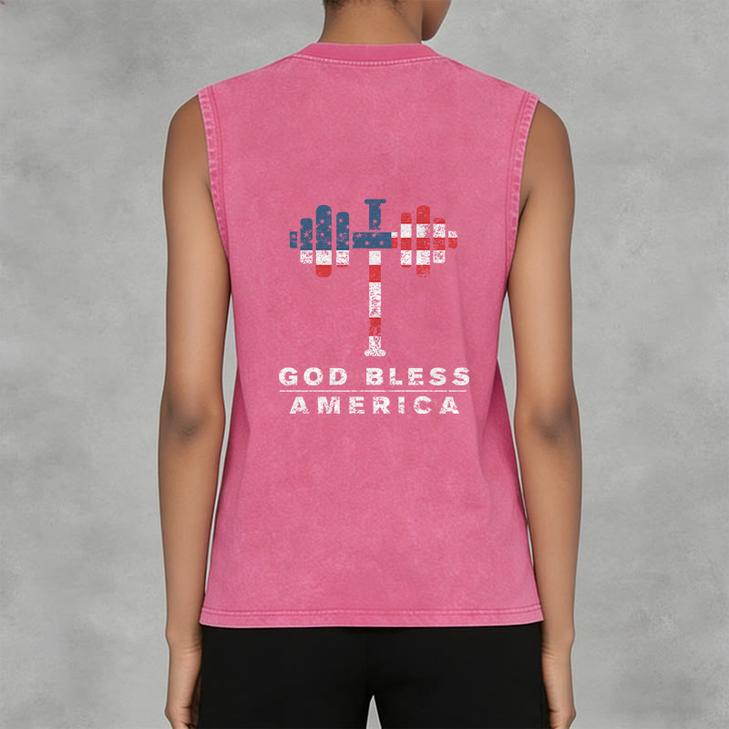 Christianartworkshop God Bless America Croix Haltère Débardeur unisexe lavé - image 18
