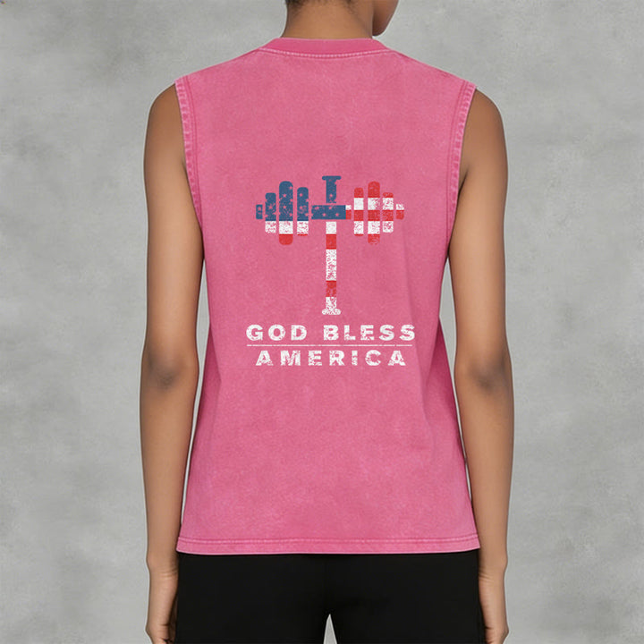 Christianartworkshop God Bless America Croix Haltère Débardeur unisexe lavé - image 18
