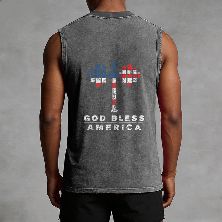 Christianartworkshop God Bless America Croix Haltère Débardeur unisexe lavé - image 13