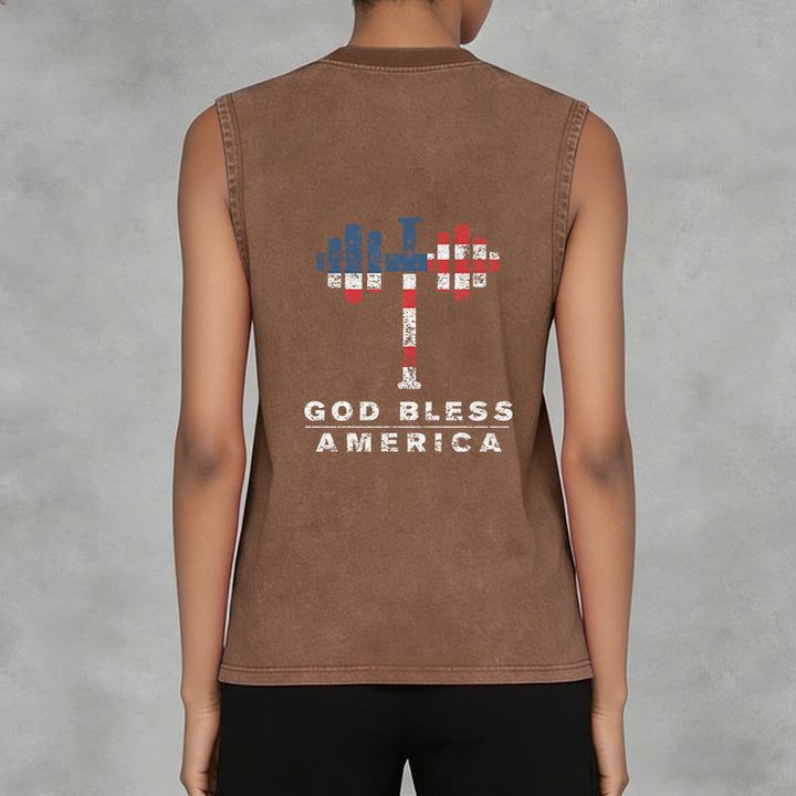 Christianartworkshop God Bless America Croix Haltère Débardeur unisexe lavé - image 7