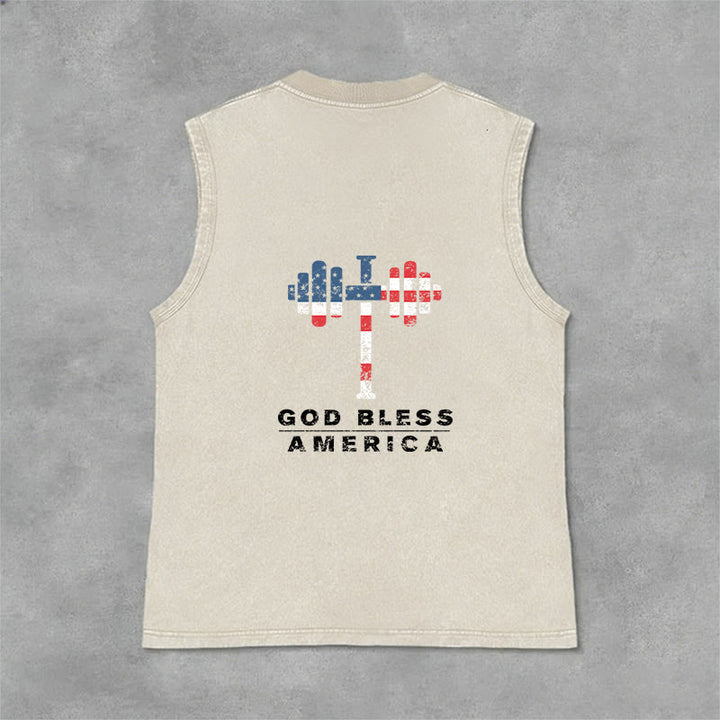 Christianartworkshop God Bless America Croix Haltère Débardeur unisexe lavé - image 9
