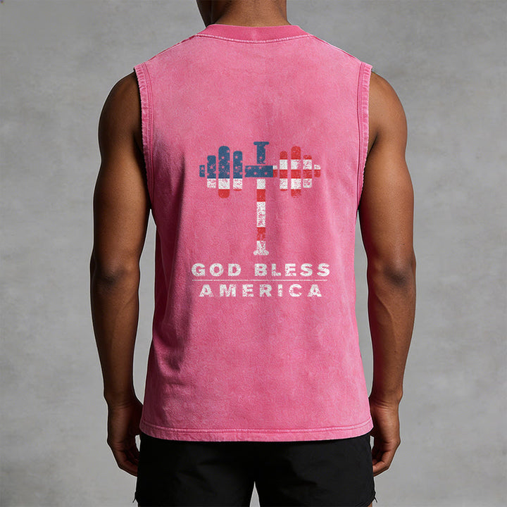Christianartworkshop God Bless America Croix Haltère Débardeur unisexe lavé - image 17