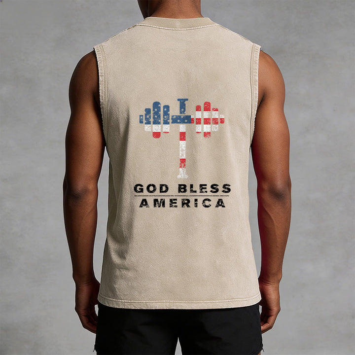 Christianartworkshop God Bless America Croix Haltère Débardeur unisexe lavé - image 10