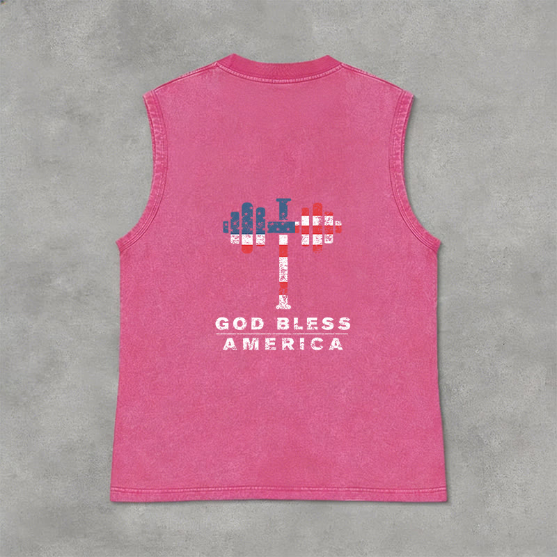 Christianartworkshop God Bless America Croix Haltère Débardeur unisexe lavé - image 19