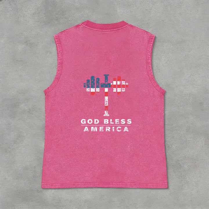 Christianartworkshop God Bless America Croix Haltère Débardeur unisexe lavé - image 19