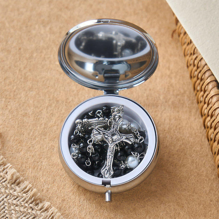 Christianartworkshop Chapelet de dévotion avec boîte de rangement : Médaille de Notre-Dame et crucifix pour la prière et la réflexion - image 10