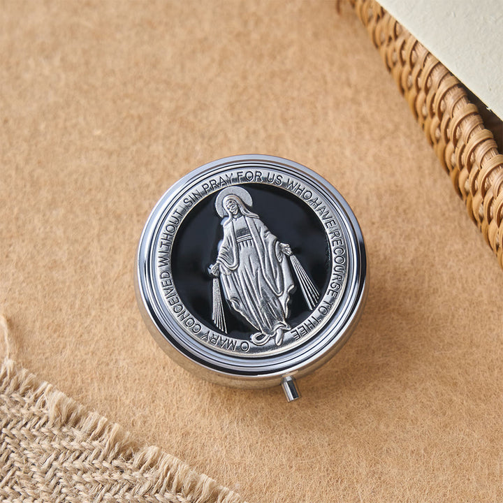 Christianartworkshop Chapelet de dévotion avec boîte de rangement : Médaille de Notre-Dame et crucifix pour la prière et la réflexion - image 11