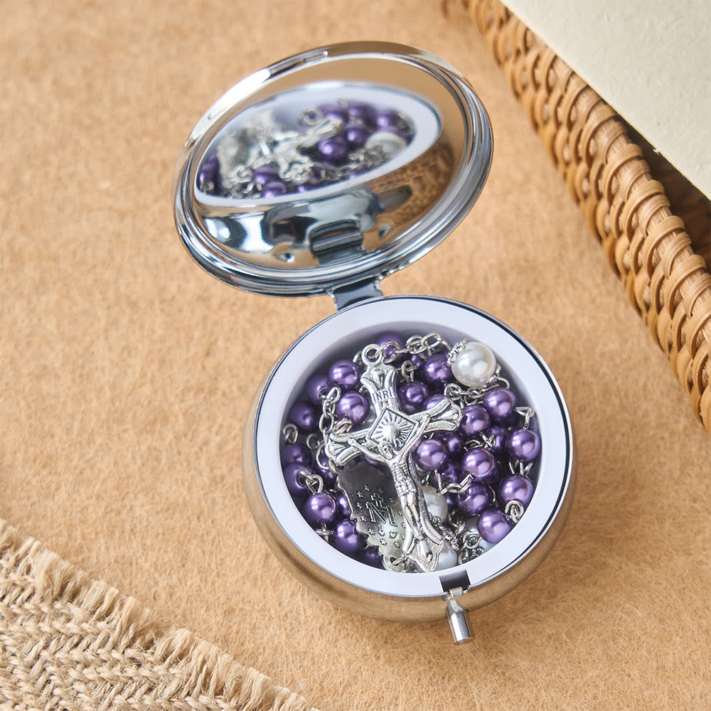 Christianartworkshop Chapelet de dévotion avec boîte de rangement : Médaille de Notre-Dame et crucifix pour la prière et la réflexion - image 14