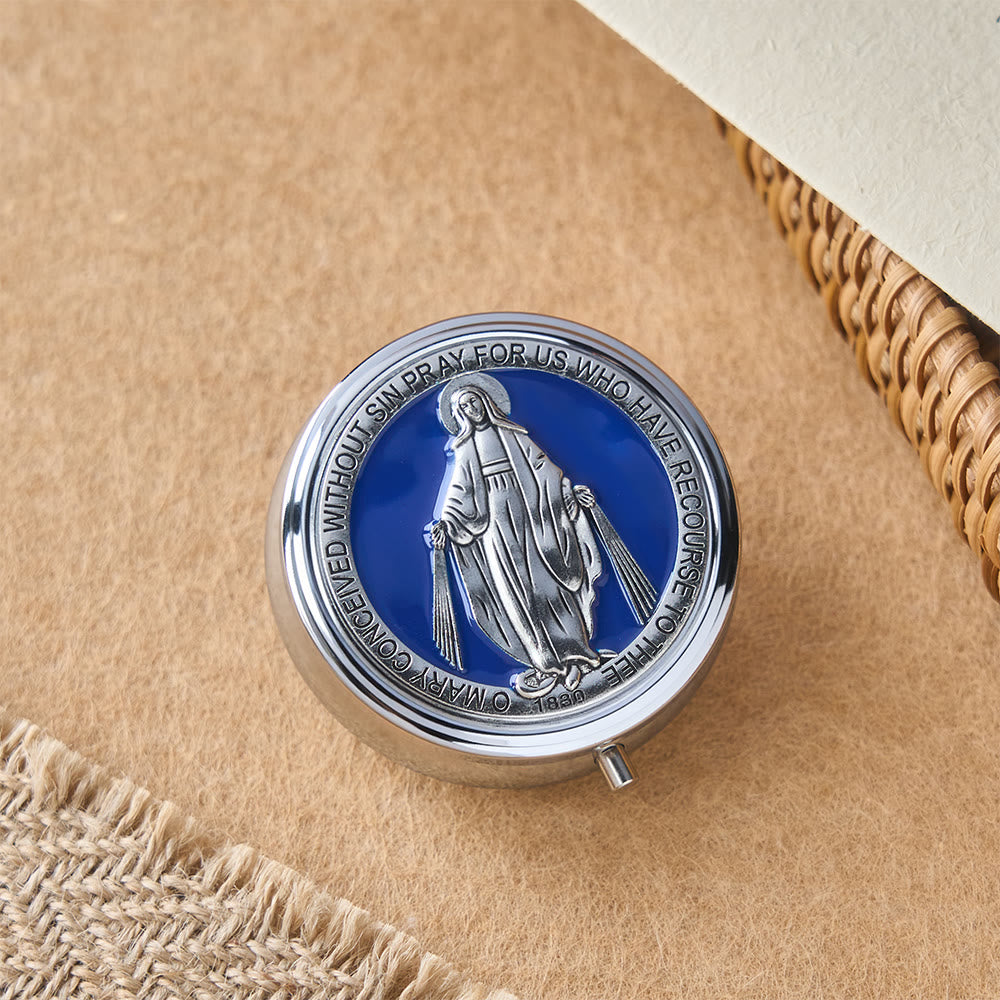Christianartworkshop Chapelet de dévotion avec boîte de rangement : Médaille de Notre-Dame et crucifix pour la prière et la réflexion - image 2