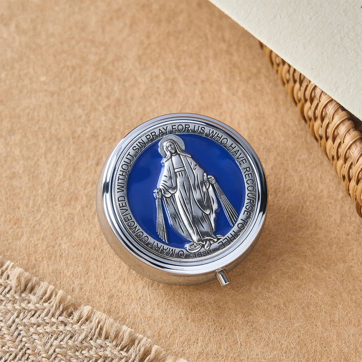 Christianartworkshop Chapelet de dévotion avec boîte de rangement : Médaille de Notre-Dame et crucifix pour la prière et la réflexion - image 2