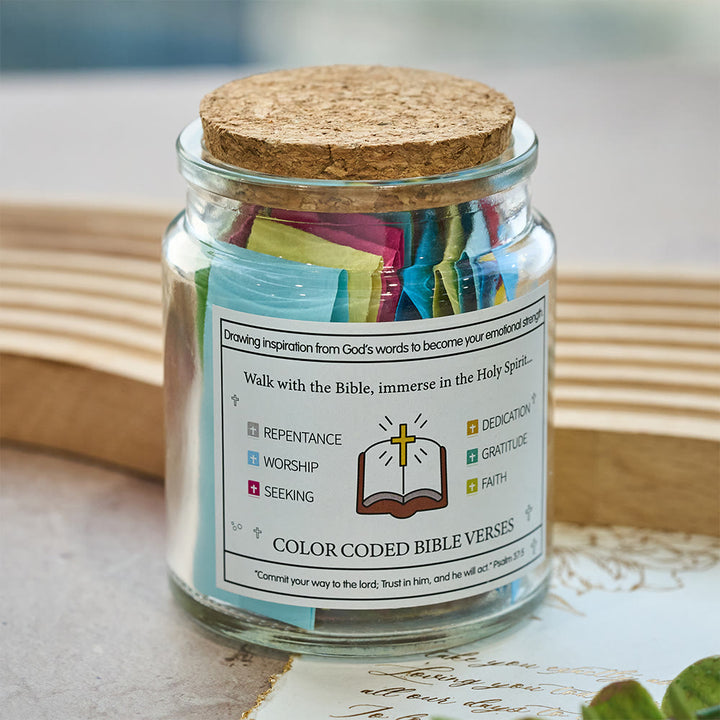 Christianartworkshop Bocal à versets bibliques de couleur avec couvercle en liège et coffret cadeau : un rappel tangible des Écritures - image 7