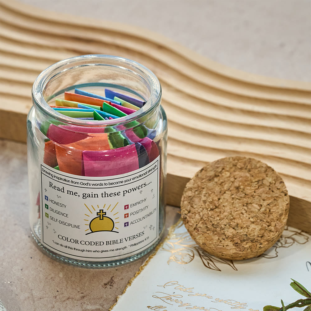 Christianartworkshop Bocal à versets bibliques de couleur avec couvercle en liège et coffret cadeau : un rappel tangible des Écritures - image 17