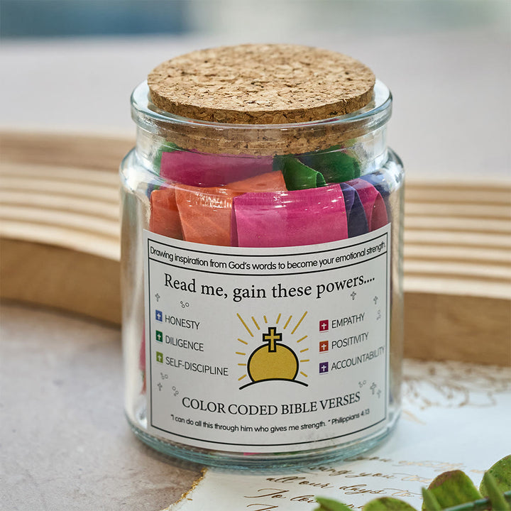 Christianartworkshop Bocal à versets bibliques de couleur avec couvercle en liège et coffret cadeau : un rappel tangible des Écritures - image 18