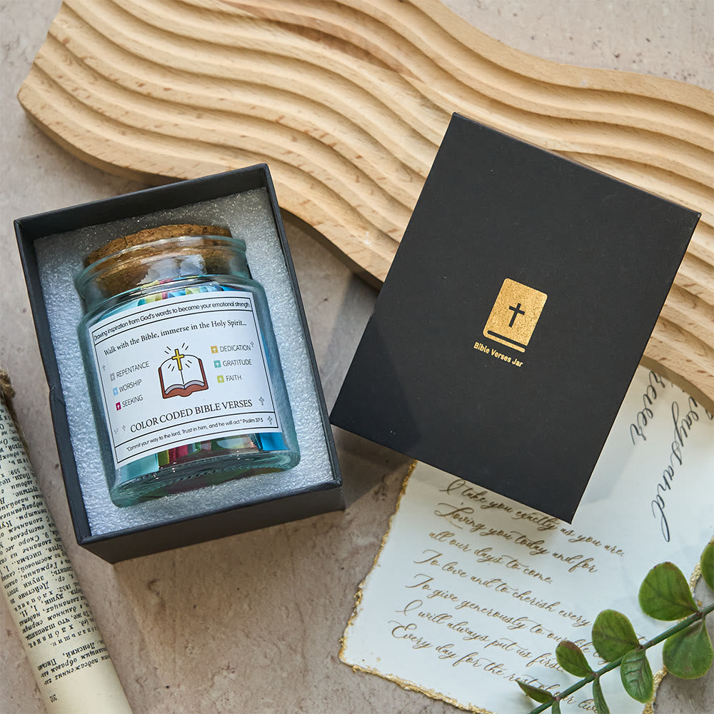 Christianartworkshop Bocal à versets bibliques de couleur avec couvercle en liège et coffret cadeau : un rappel tangible des Écritures - image 5