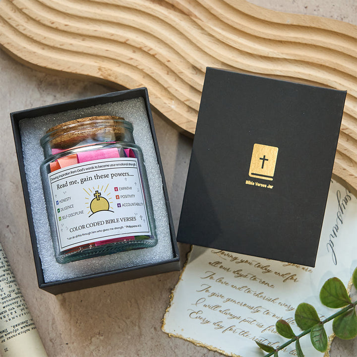 Christianartworkshop Bocal à versets bibliques de couleur avec couvercle en liège et coffret cadeau : un rappel tangible des Écritures - image 16