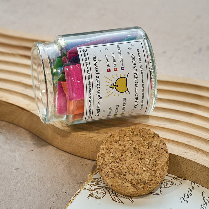 Christianartworkshop Bocal à versets bibliques de couleur avec couvercle en liège et coffret cadeau : un rappel tangible des Écritures - image 19