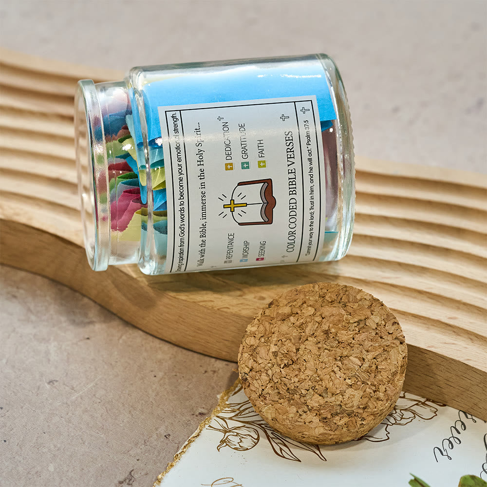 Christianartworkshop Bocal à versets bibliques de couleur avec couvercle en liège et coffret cadeau : un rappel tangible des Écritures - image 8