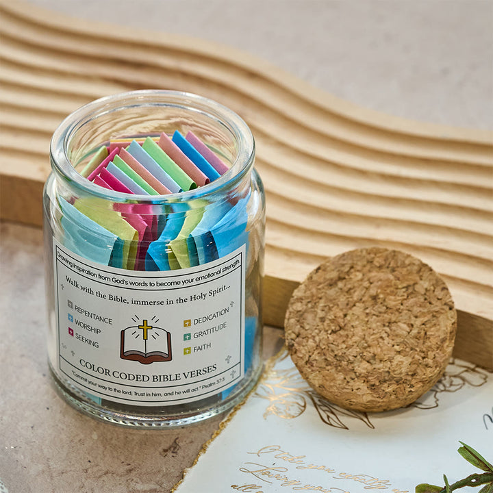 Christianartworkshop Bocal à versets bibliques de couleur avec couvercle en liège et coffret cadeau : un rappel tangible des Écritures - image 6