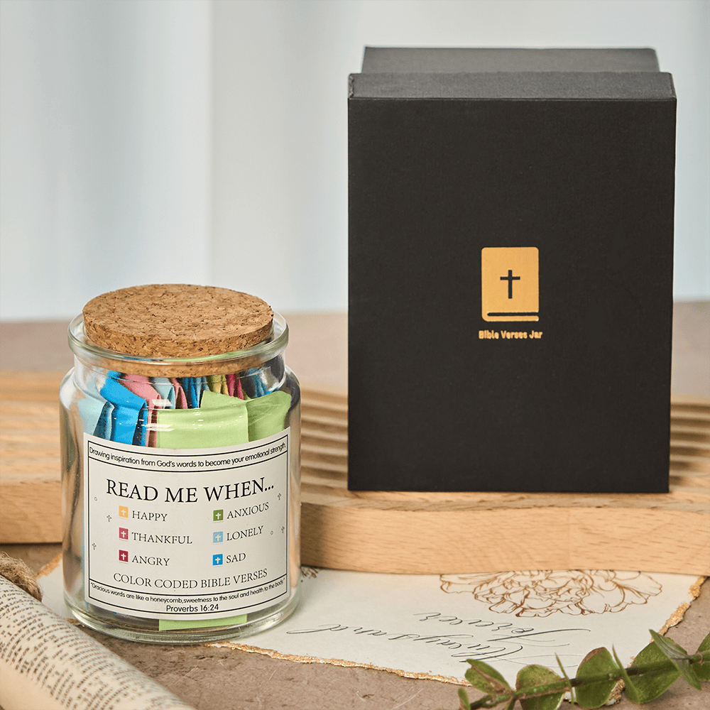 Christianartworkshop Bocal à versets bibliques de couleur avec couvercle en liège et coffret cadeau : un rappel tangible des Écritures - image 10