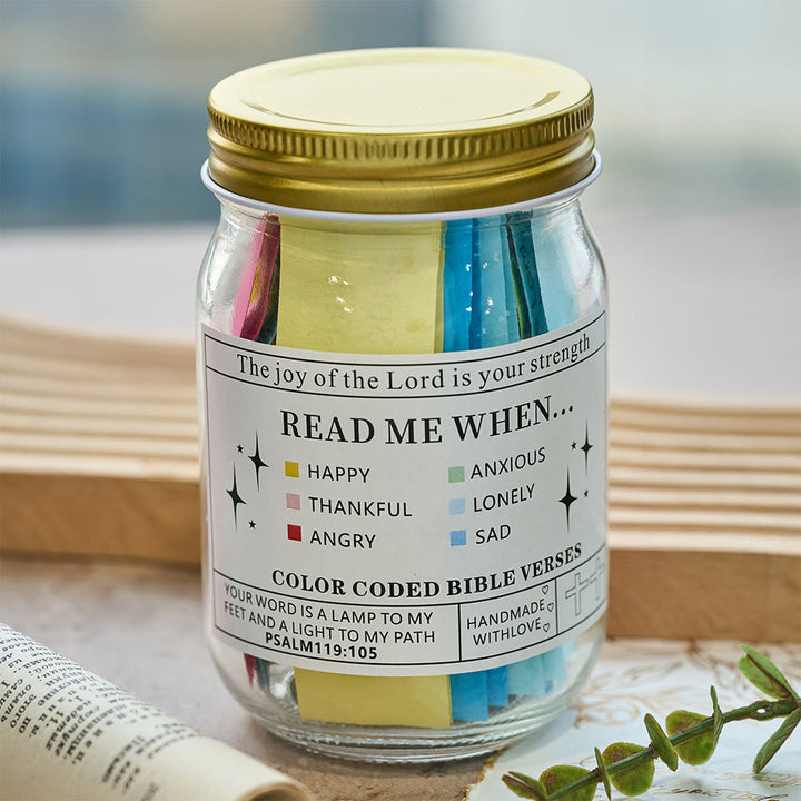 Christianartworkshop Bocal à versets bibliques de couleur avec couvercle en liège et coffret cadeau : un rappel tangible des Écritures - E (72 pièces/bouteille uniquement) - image 24