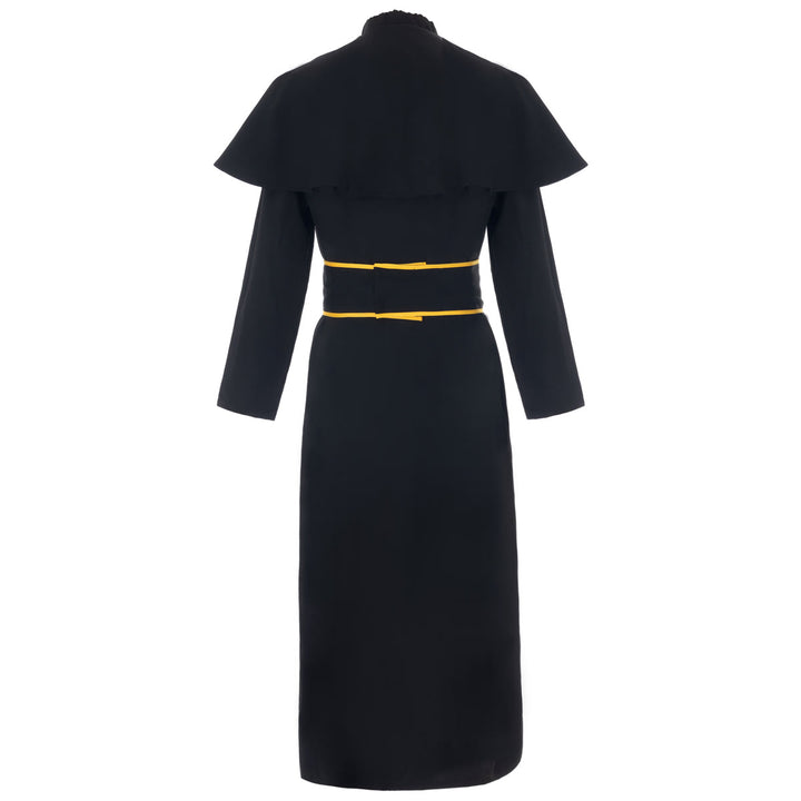 Christianartworkshop Robe de clergé noire de style médiéval avec ceinture à pompon en croix et col châle - image 3
