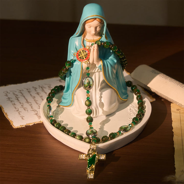 Christianartworkshop Chapelet de Saint Jude à perles vertes scintillantes : Saint Jude, patron de l'espoir - image 6