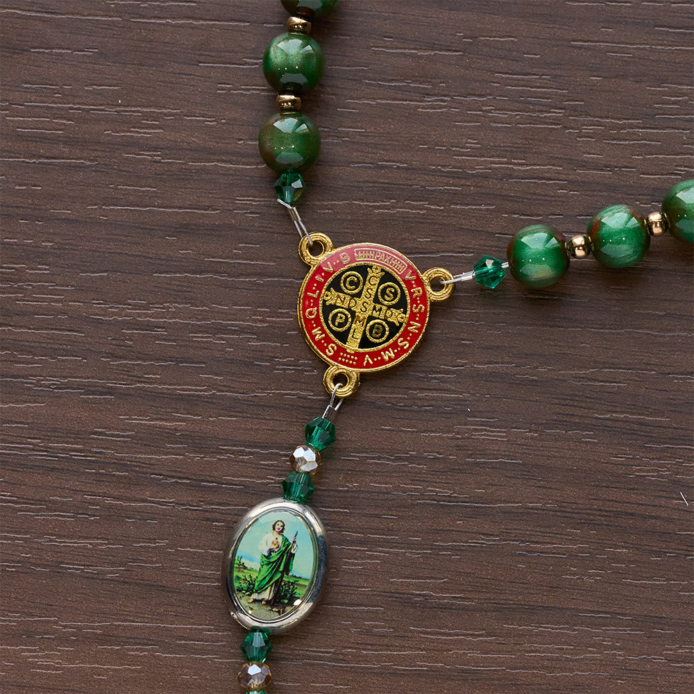 Christianartworkshop Chapelet de Saint Jude à perles vertes scintillantes : Saint Jude, patron de l'espoir - image 9
