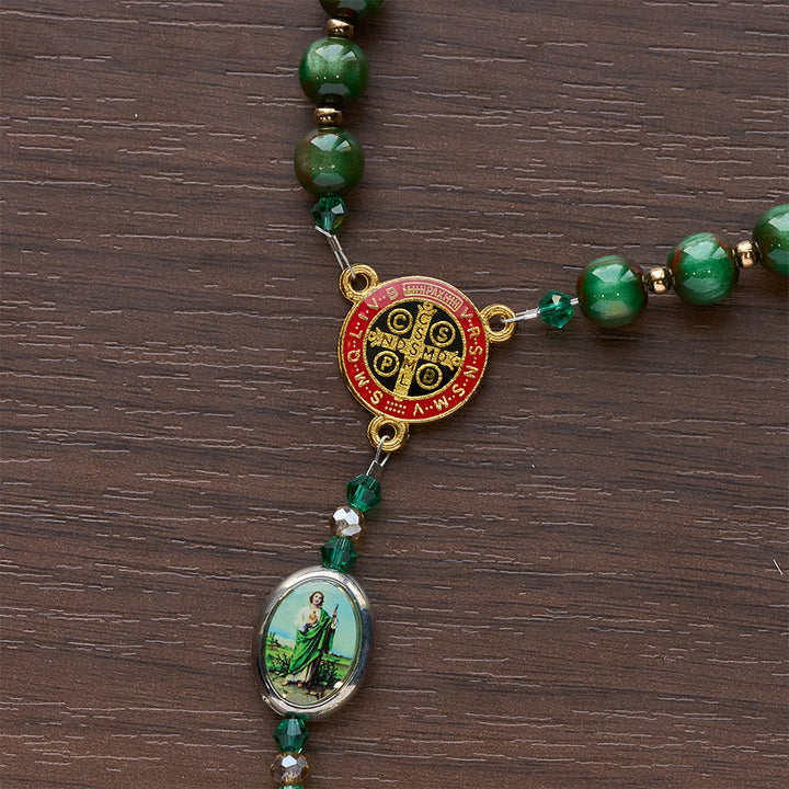 Christianartworkshop Chapelet de Saint Jude à perles vertes scintillantes : Saint Jude, patron de l'espoir - image 9