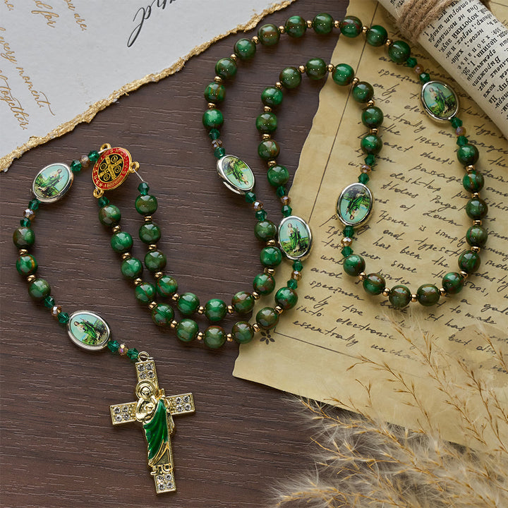 Christianartworkshop Chapelet de Saint Jude à perles vertes scintillantes : Saint Jude, patron de l'espoir - image 4