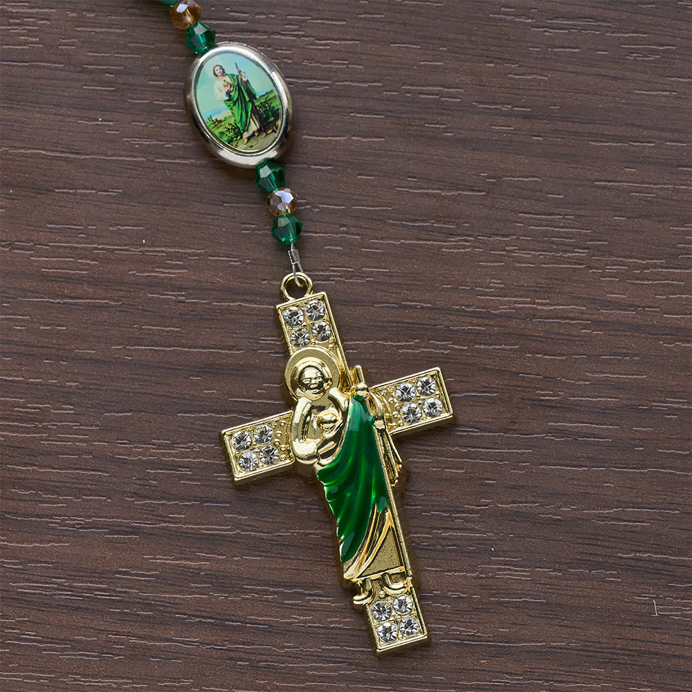 Christianartworkshop Chapelet de Saint Jude à perles vertes scintillantes : Saint Jude, patron de l'espoir - image 7