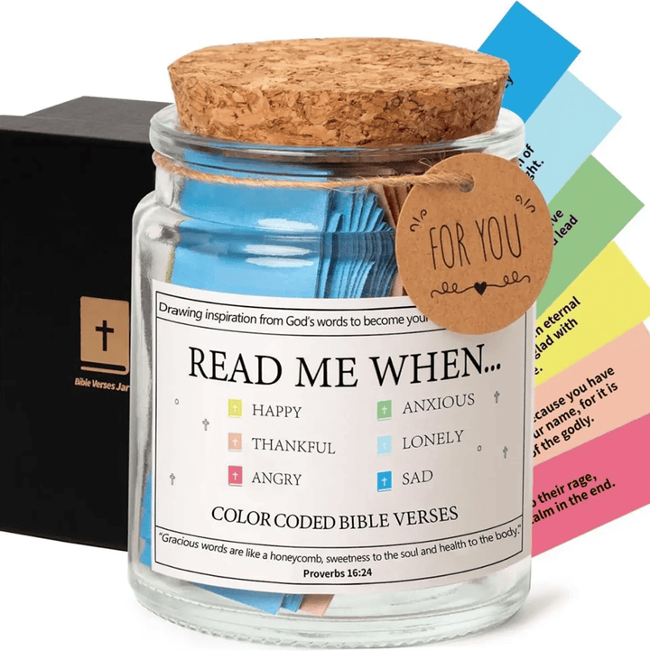 Christianartworkshop Bocal à versets bibliques de couleur avec couvercle en liège et coffret cadeau : un rappel tangible des Écritures - B (90 pièces) - image 9