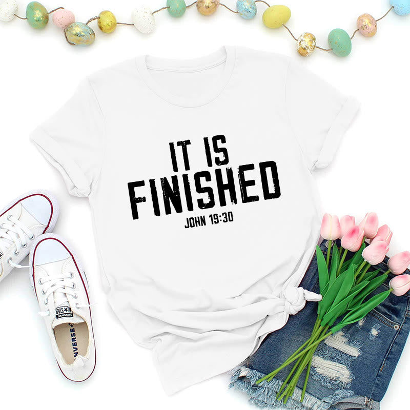 Christianartworkshop Jean 19:30 T-shirt premium effet vieilli « Tout est accompli » - Blanc - 2XL - image 2