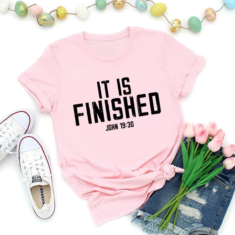Christianartworkshop Jean 19:30 T-shirt premium effet vieilli « Tout est accompli » - Rose - 2XL - image 0