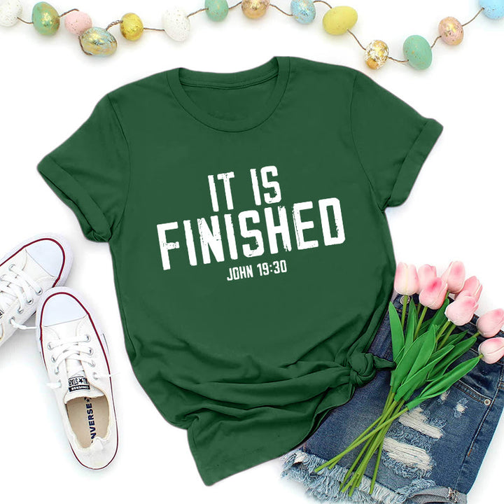 Christianartworkshop Jean 19:30 T-shirt premium effet vieilli « Tout est accompli » - Vert foncé - 2XL - image 4