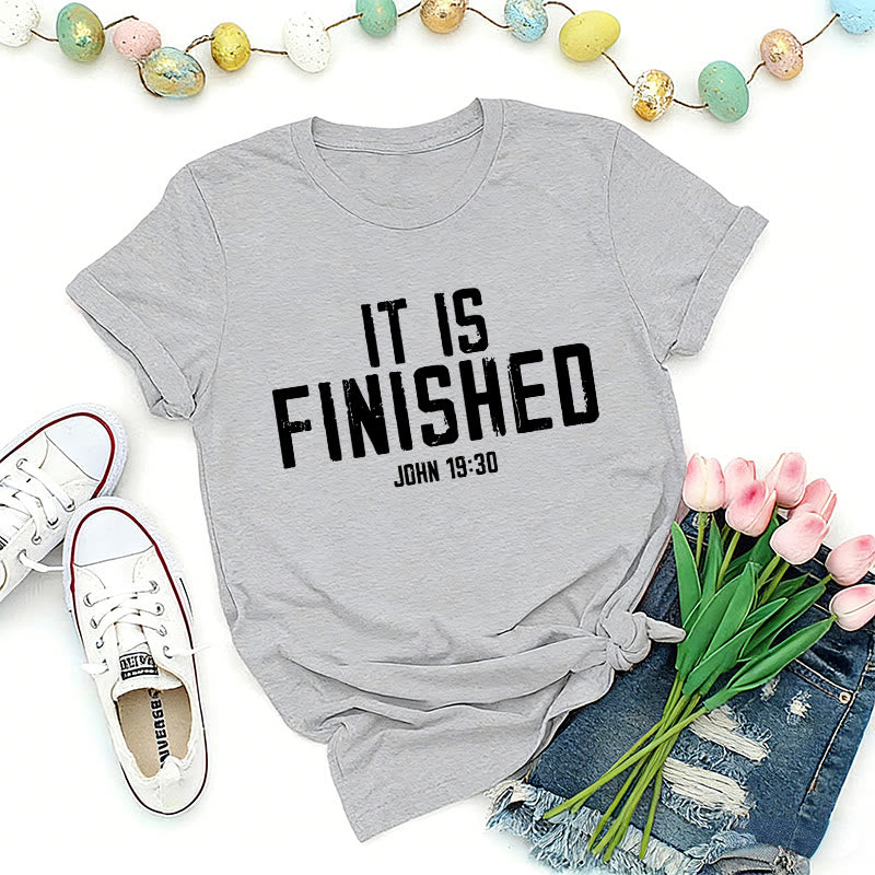Christianartworkshop Jean 19:30 T-shirt premium effet vieilli « Tout est accompli » - Gris - 2XL - image 1