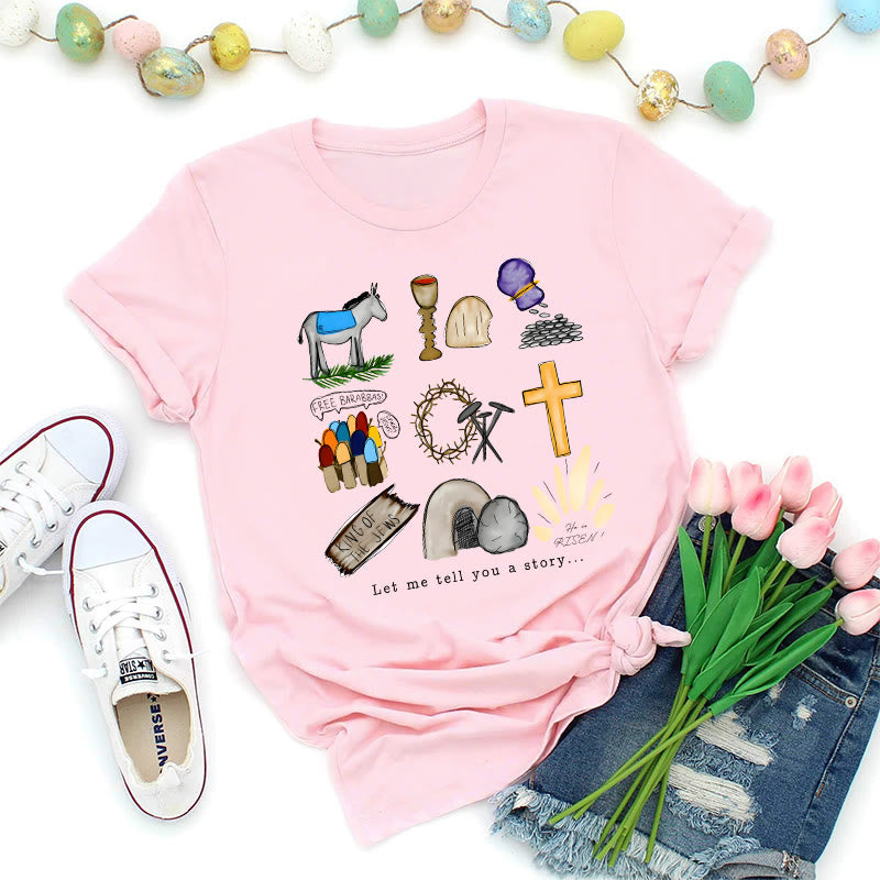 Christianartworkshop T-shirt premium collage de l'histoire de Pâques - Rose - 2XL - image 1