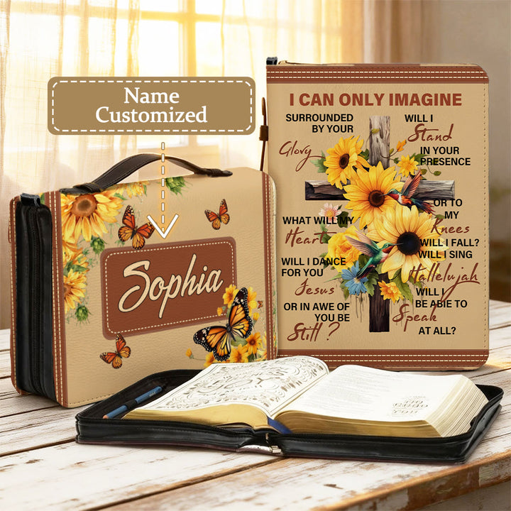 Christianartworkshop Couverture de Bible Tournesol « Je peux seulement imaginer » : Admiration pour sa gloire - 2XL - Nom personnalisé - image 1