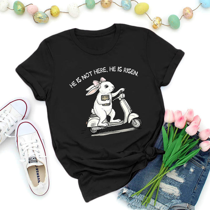 Christianartworkshop T-shirt premium « Il est ressuscité » avec scooter et lapin de Pâques - Noir - 2XL - image 7