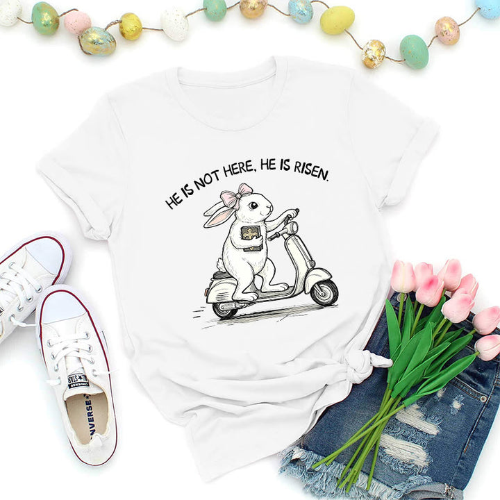 Christianartworkshop T-shirt premium « Il est ressuscité » avec scooter et lapin de Pâques - Blanc - 2XL - image 6