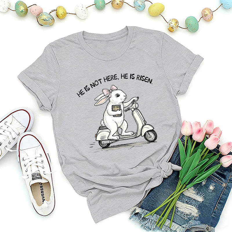 Christianartworkshop T-shirt premium « Il est ressuscité » avec scooter et lapin de Pâques - Gris - 2XL - image 5