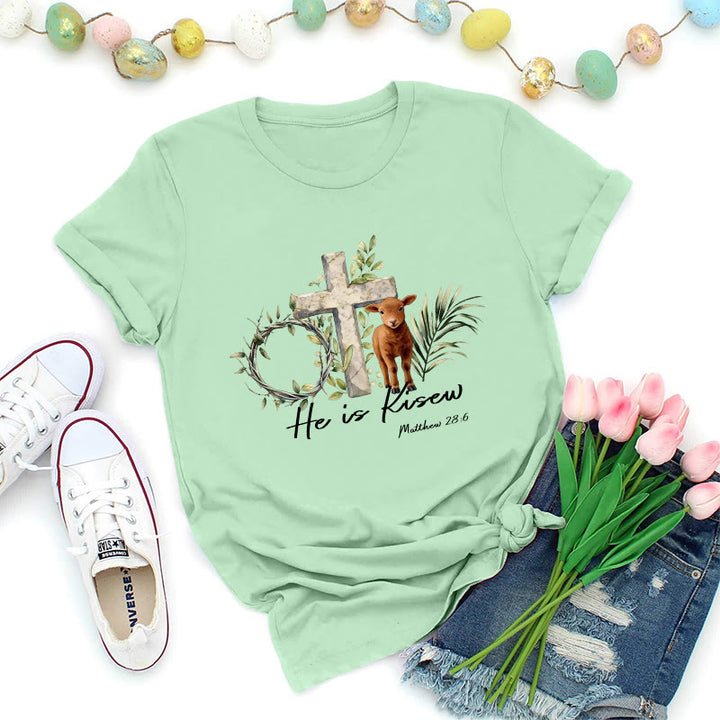 Christianartworkshop Il est ressuscité Matthieu 28:6 T-shirt premium - Vert clair - 2XL - image 2