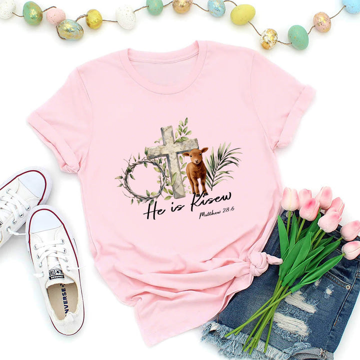 Christianartworkshop Il est ressuscité Matthieu 28:6 T-shirt premium - Rose - 2XL - image 5