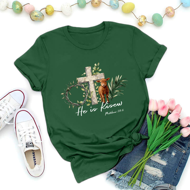 Christianartworkshop Il est ressuscité Matthieu 28:6 T-shirt premium - Vert foncé - 2XL - image 0