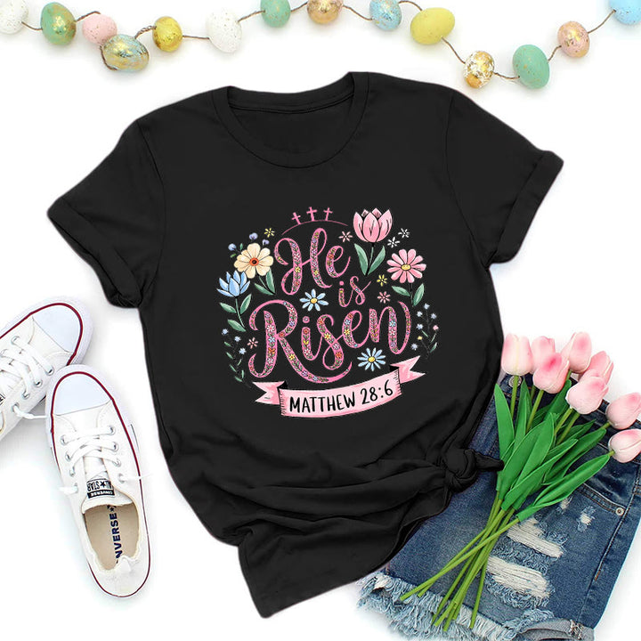 Christianartworkshop T-shirt « Couronne florale éclatante Il est ressuscité » - Noir - 2XL - image 3