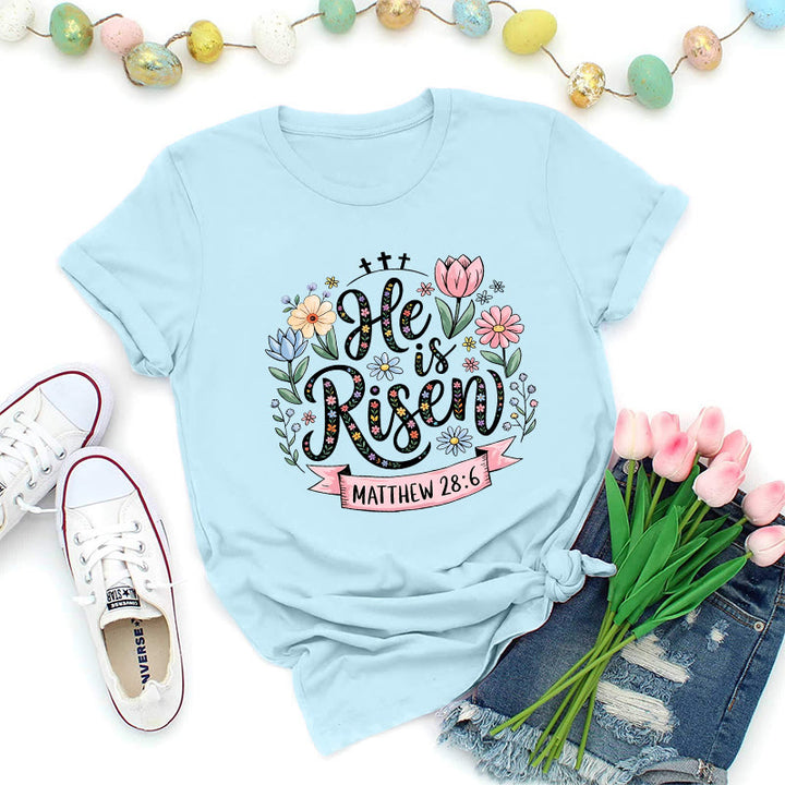 Christianartworkshop T-shirt « Couronne florale éclatante Il est ressuscité » - Bleu - 2XL - image 7