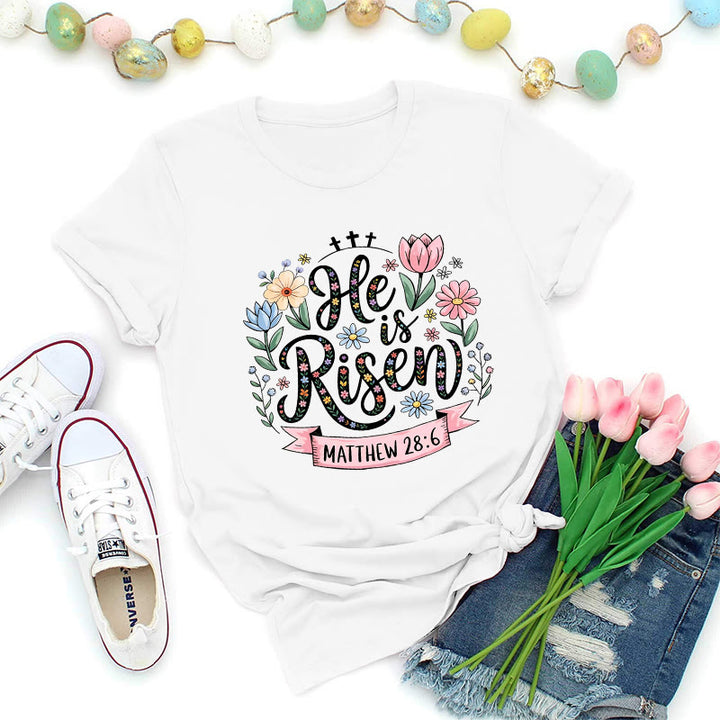 Christianartworkshop T-shirt « Couronne florale éclatante Il est ressuscité » - Blanc - 2XL - image 2