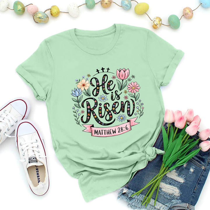 Christianartworkshop T-shirt « Couronne florale éclatante Il est ressuscité » - Vert clair - 2XL - image 6